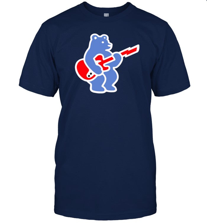 cubs bear guitar logo tee shirt