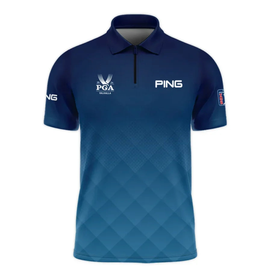 2024 PGA Championship Valhalla Ping Blue Gradient Abstract Stripes Zipper Polo Shirt Style Classic Z