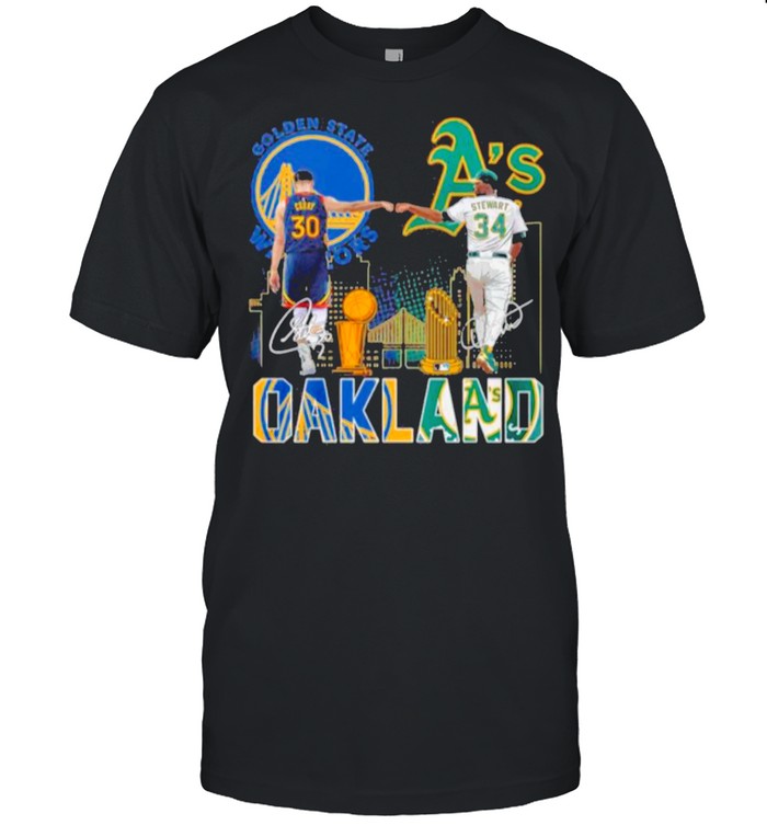 Curry Golden State Warriors and Stewart Oakland Athletics Oakland signatures shirt_2