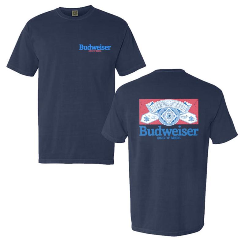 Budweiser beer retro logo and design t-shirt, high-quality material, fashion forward