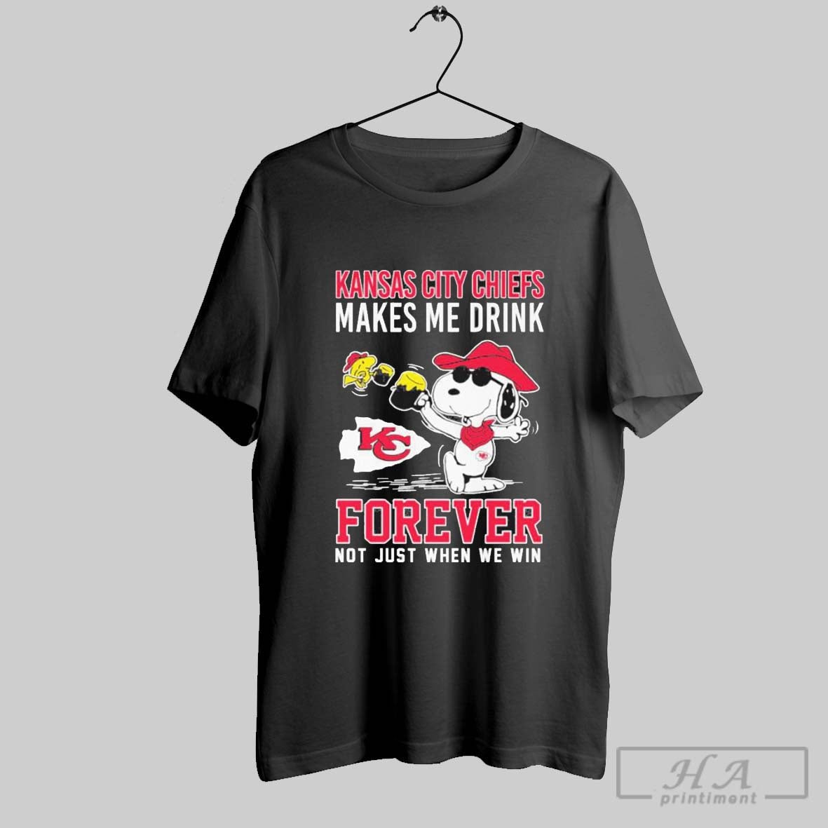 Snoopy And Woodstock X Kansas City Chiefs Makes Me Drink Forever Not Just When We Win Shirt