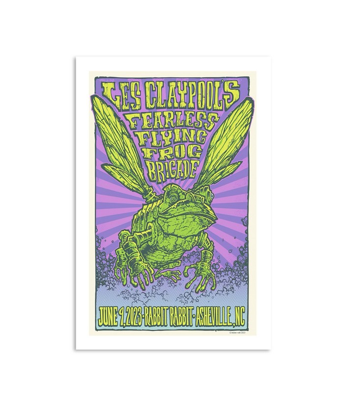 Les Claypool's Fearless Flying Frog Brigade 692023 Rabbit Asheville NC Poster Limited