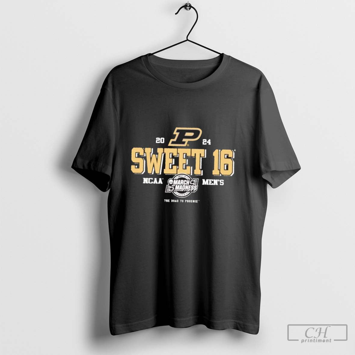 Purdue Boilermakers 2024 NCAA Men’s Basketball Sweet 16 March Madness the road to Phoenix logo shirt