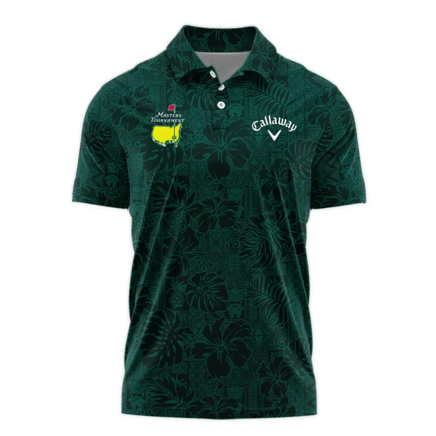 Hibiscus And Tropical Leaves With Tribal Elements Pattern Golf Masters Tournament Callaway Polo Shir
