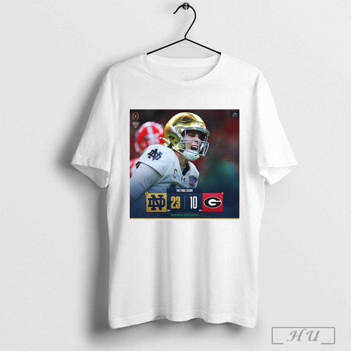 Poster The Final Score Notre Dame Fighting Irish Win Georgia Bulldogs 23 10 Go Irish We Are Nd T Shirt