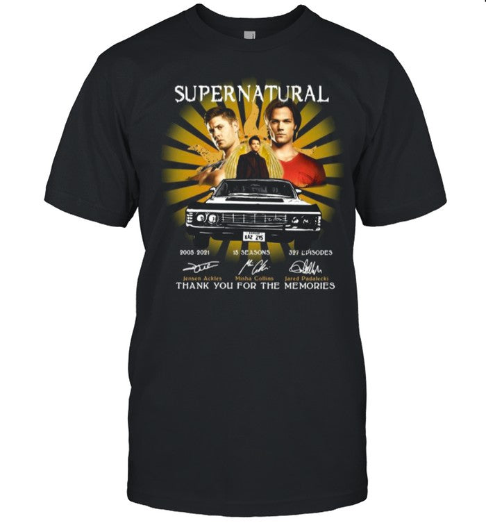 Supernatural Movie 2005 2021 Ackles Collins Padalecki Signatures Thanks For The Memories shirt