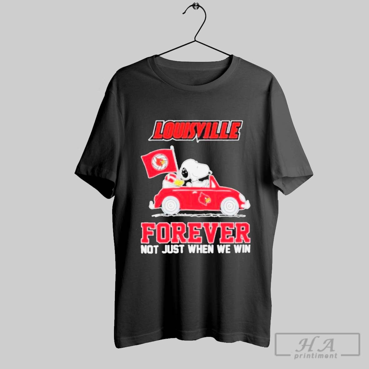 Snoopy And Woodstock Louisville Cardinals Forever Not Just When We Win T Shirt