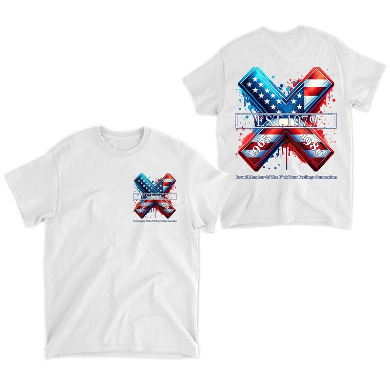 Custom Year Gen X 2 Side T-shirt 1965-1980 Flag X Proud Member Shirt V2