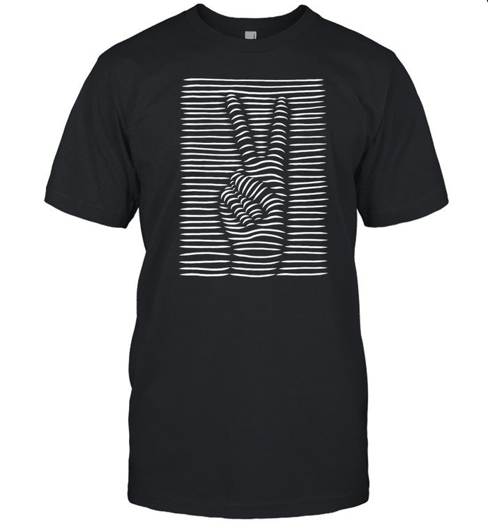 Peace Sign With Hands Optical Illusion T-Shirt