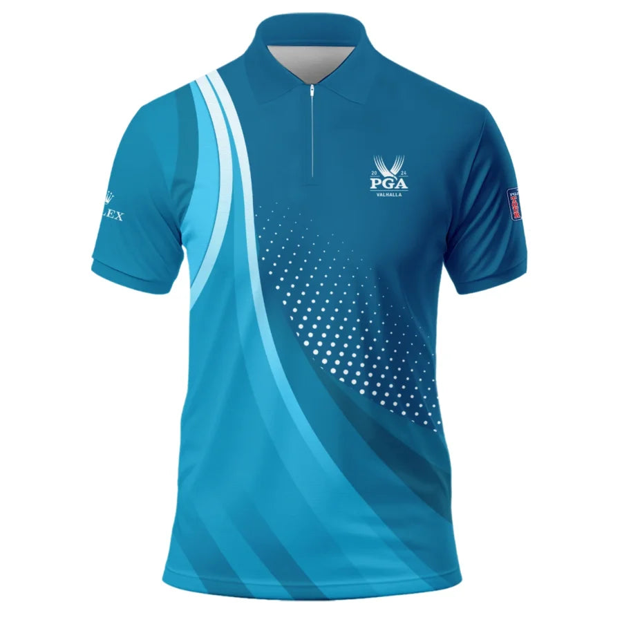 Golf Love Sport Color Blue 2024 PGA Championship Valhalla Rolex Zipper Polo Shirt Style Classic Zipp
