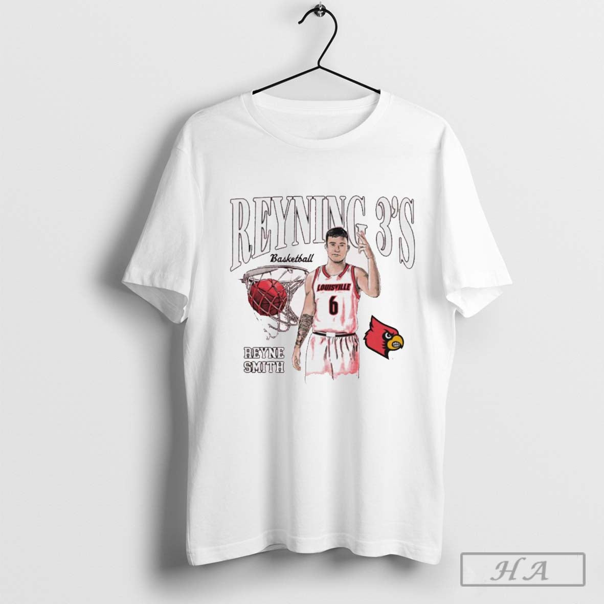 Reyne Smith Illustrated Reyning 3’s Louisville Cardinals Basketball t-shirt