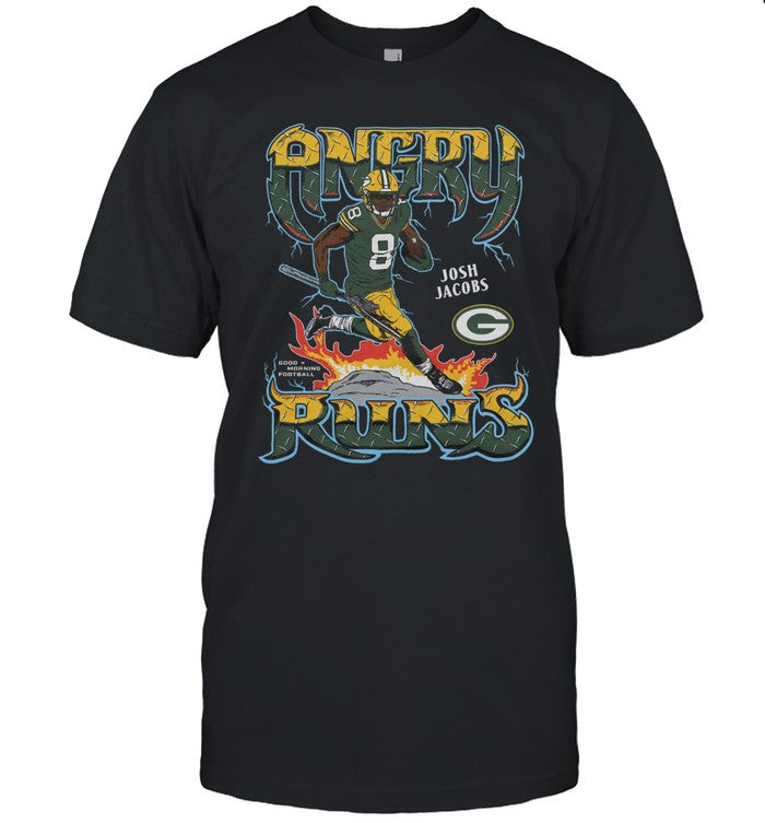 Angry Runs Packers Josh Jacobs Black T-Shirt