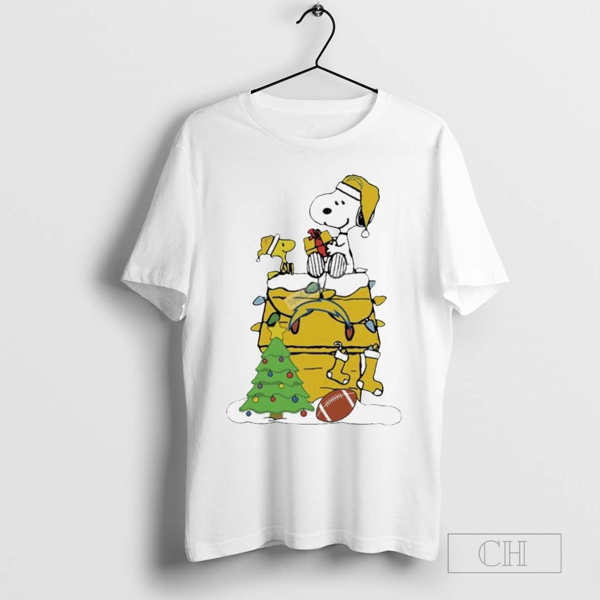 Snoopy Woodstock Los Angeles Chargers Christmas T-Shirt