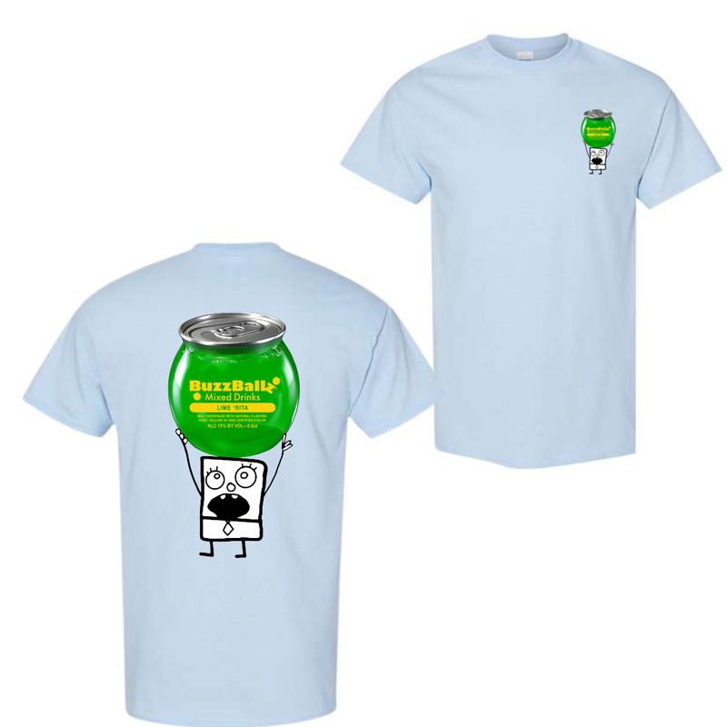 Buzzball Doodlebob T-shirt, Doodlebob Shirt, Buzzball Shirt, Double Sided Graphic Printed Unisex Classic Comfort Cotton T-Shirts For Men And For Women