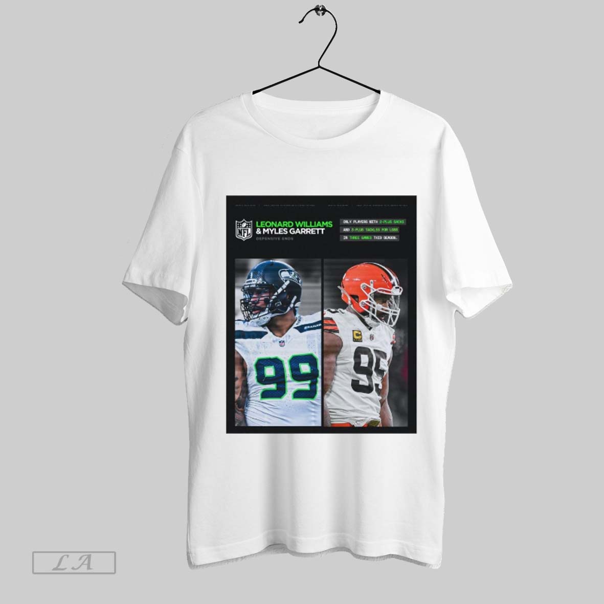 Poster Leonard Williams Seattle Seahawks And Myles Garrett Cleveland Browns Defensive Ends Only Players With 2 Plus Sacks T Shirt