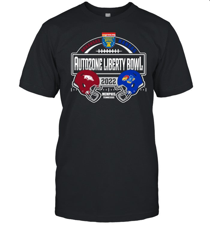 Arkansas Razorbacks vs Kansas Jayhawks 2022 Liberty Bowl Fooball Matchup T-Shirt