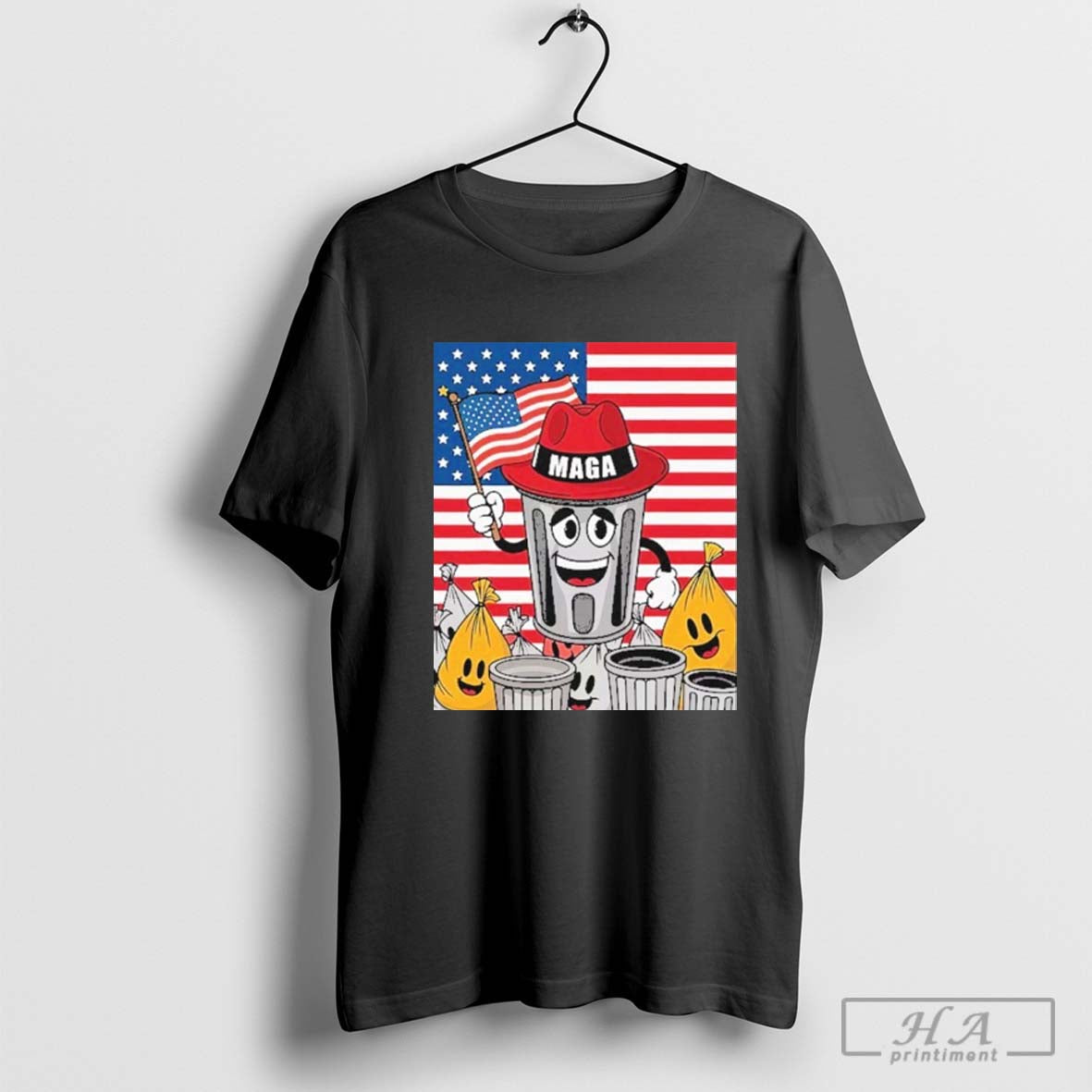 Proud Maga Garbage Trump Supporter Trash Can Cartoon T-Shirt