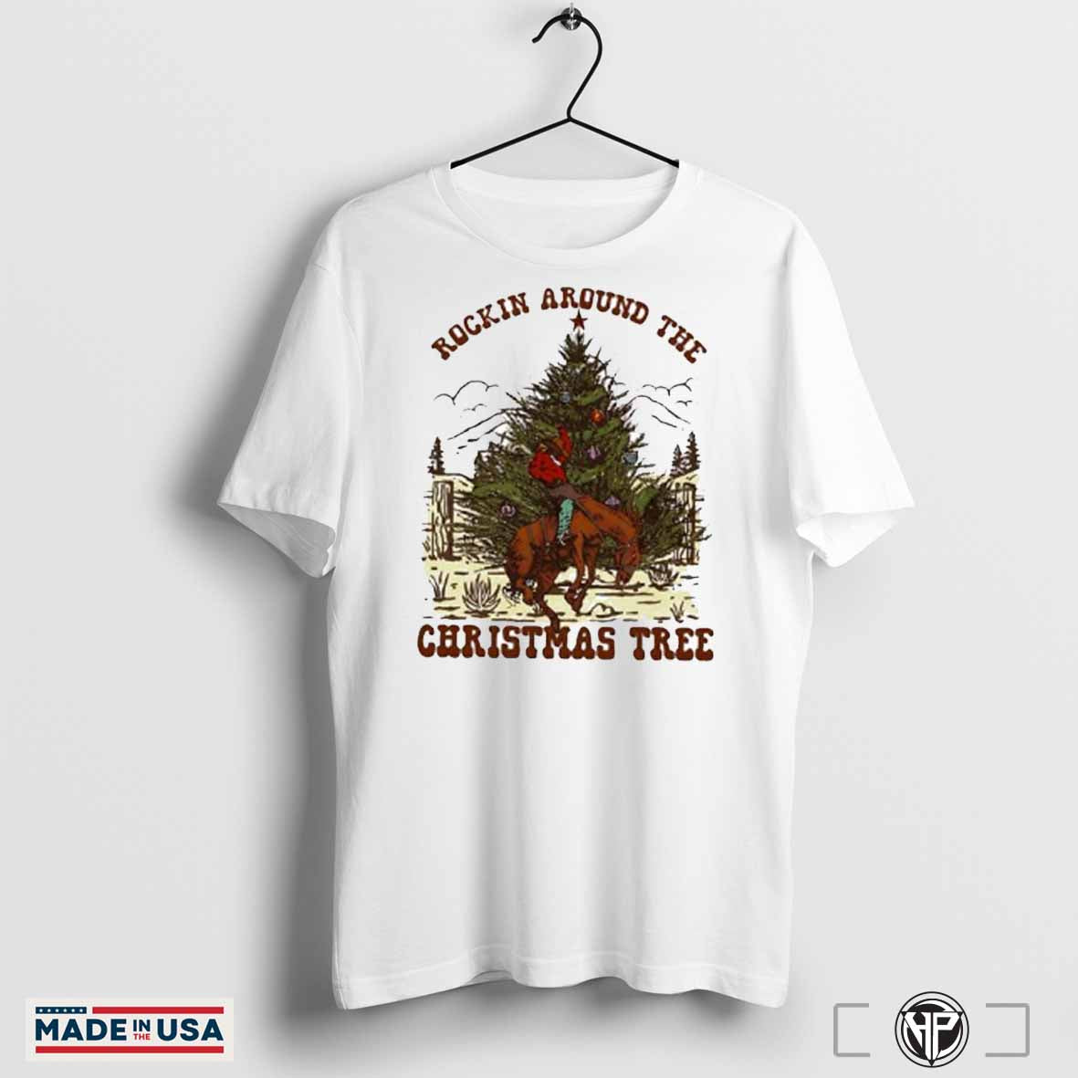 Rockin Around The Christmas Tree Bronco Cowboy Shirt