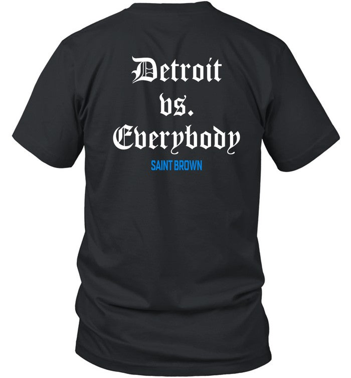 Amon-Ra St. Brown Wearing St.Bl4 Detroit Vs Everybody Saint Brown Shirt