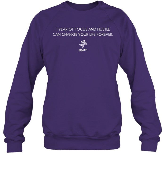 I Year Of Focus And Hustle Can Change Your Life Forever Crewneck Sweatshirt