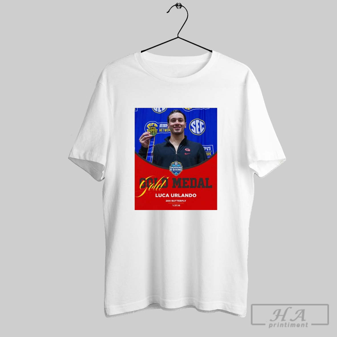 Poster Gianluca Urlando Is The Sec Champion 2024 2025 In Mens 200y Butterfly Swimming Diving Champions T Shirt