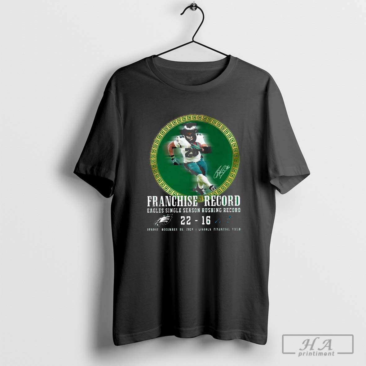 Saquon Barkley Franchise Record Eagles Single Season Rushing Record Shirt