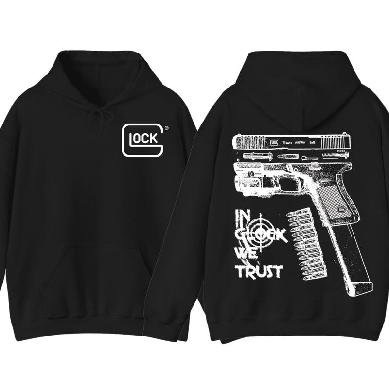 In GLock We Trust Hoodie - Glock Hoodie - Full Color Double Sided - Men's & Women's Classic Fit Long Sleeve Hoodie - Menswear