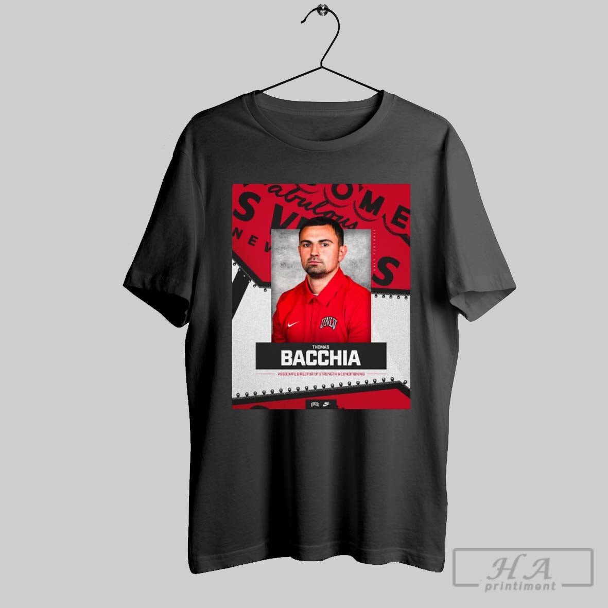 Poster Thomas Bacchia Associate Director Of Strength And Conditioning Unlv Rebels T Shirt