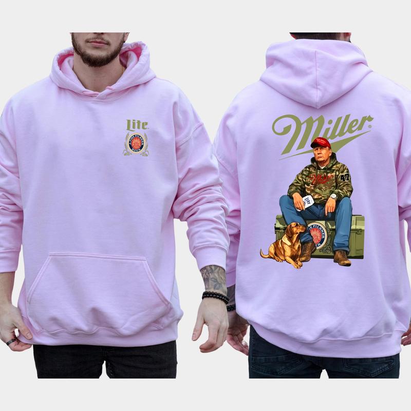 Miller Lite Trump 2-Side Hoodie, Trump Supporters Hoodie, MAGA Hoodie, Casual Menswear Classic Fabric Long Sleeve