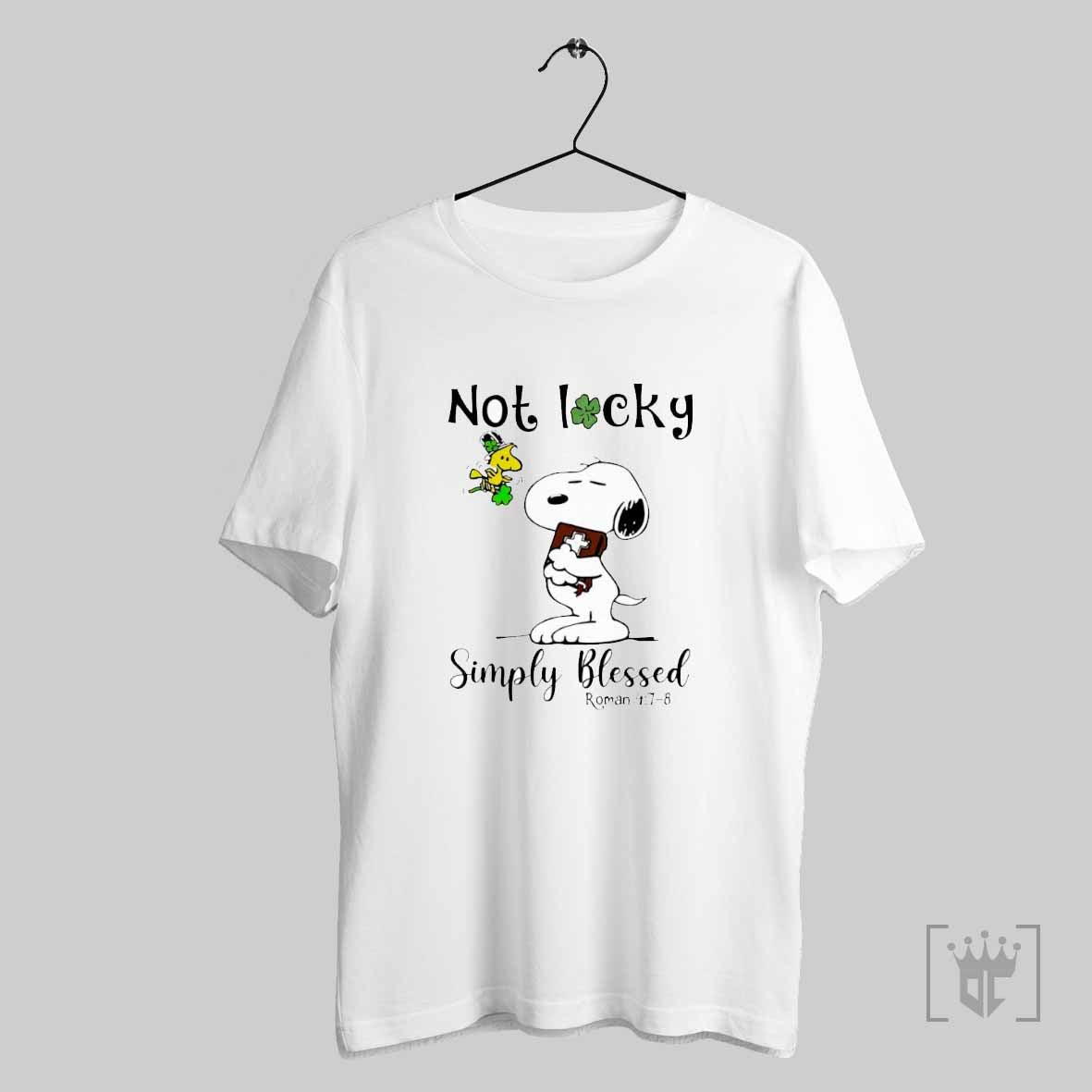 Snoopy And Woodstock Not Lucky Simply Blessed Roman T Shirt