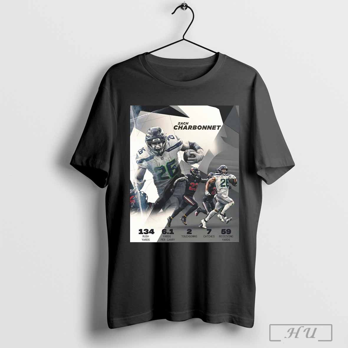 Seattle Seahawks Zachariah Charbonnet 134 Rush Yards 6 1 Yards Per Carry 2 Touchdowns Poster T Shirt