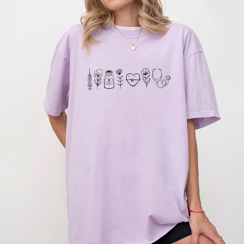 Nurse Life Shirt, Medical Shirt for Women, RN Shirt, Nurse Week Shirt Gifts, Floral Nurse Shirt, New Nurse Gift, Flower Nurse Student Shirt, Gift For Registered Nurse, Nurse Appreciation Gift, Nurse Pattern Flower Tee, Oversized Graphic Tee, Women Top