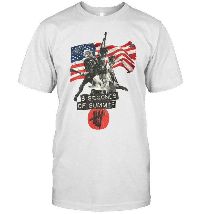 T-Shirt 5 Seconds Of Summer American Flag Limited
