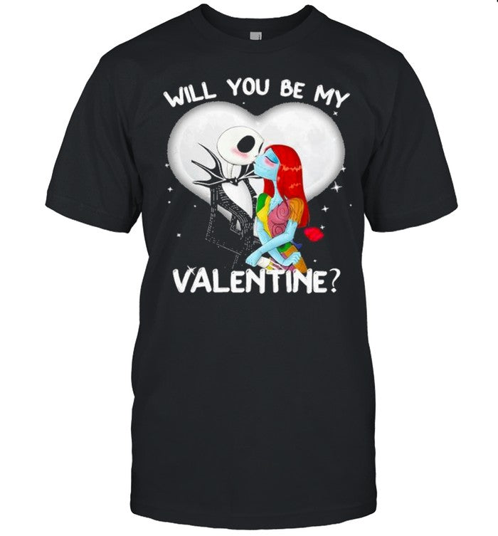 Jack Skellington and Sally will you be my Valentine 2021 shirt
