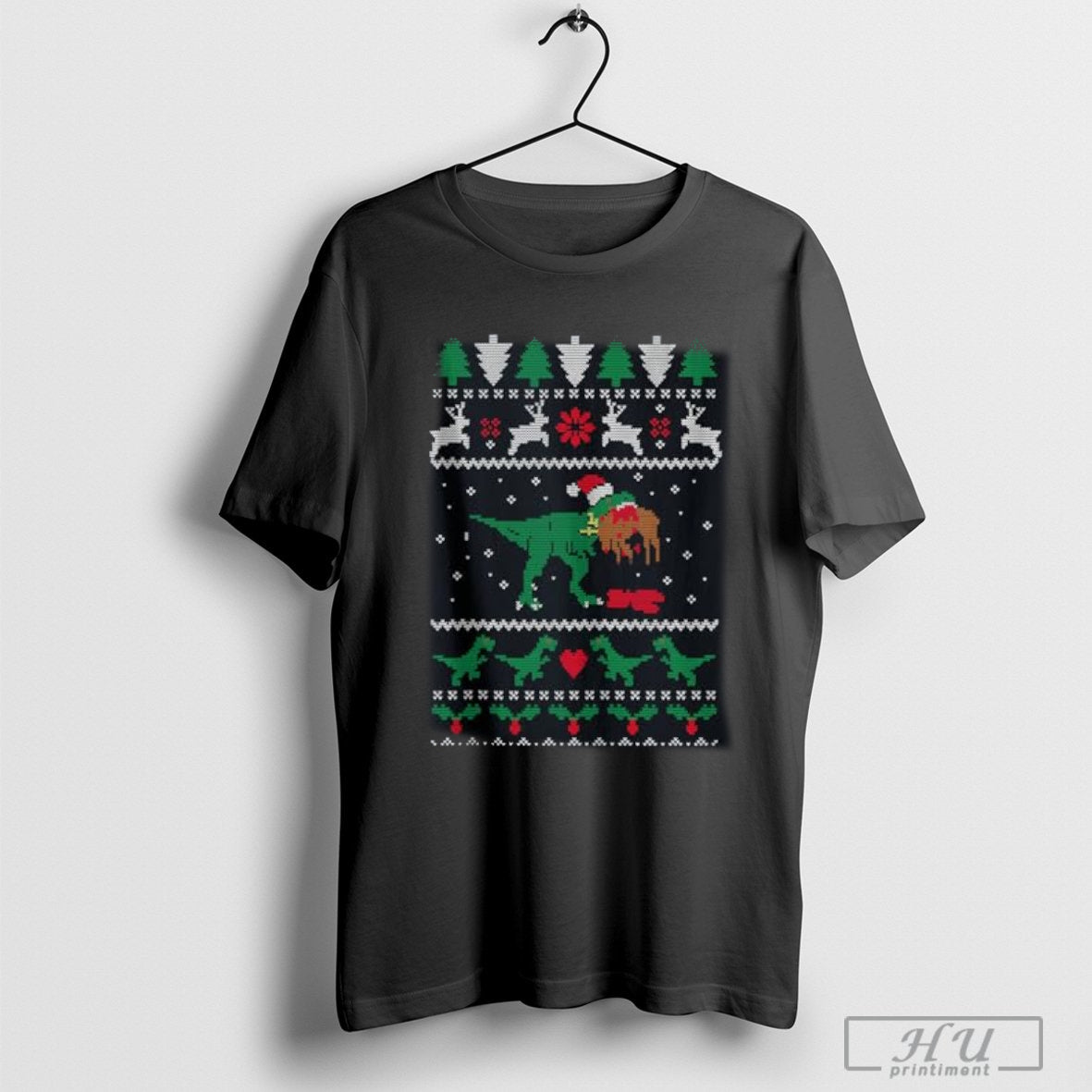 T-Rex Eating Reindeer Jurassic Christmas shirt