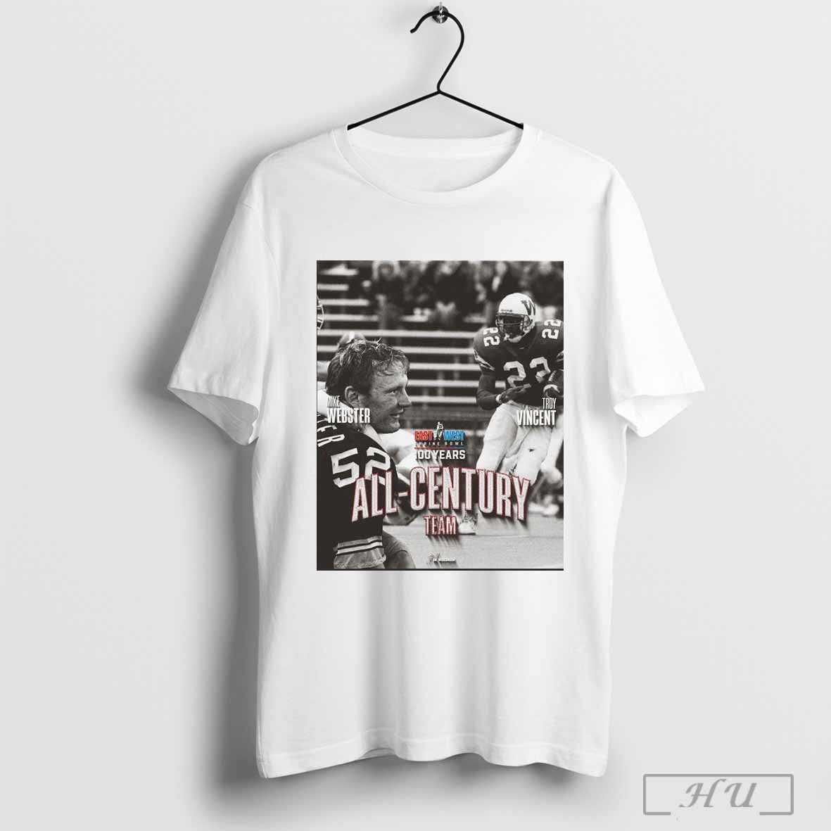 Poster Wisconsin Badgers Mike Webster And Troy Vincent East West Shrine Bowl All Century Team Signature T Shirt