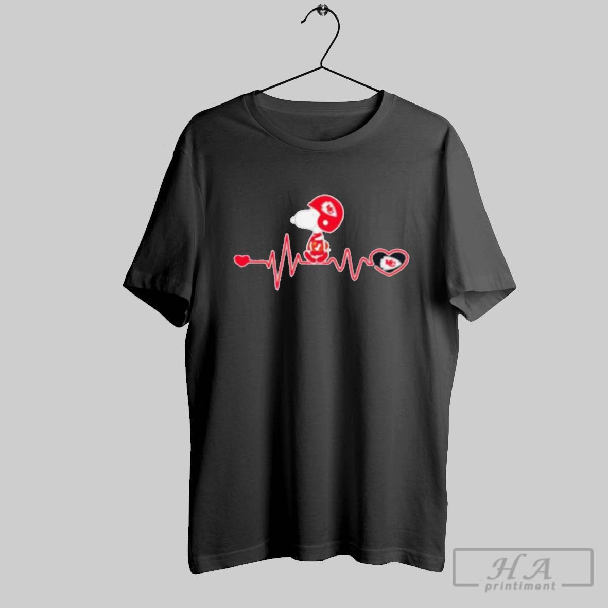 Snoopy Walking On Heartbeat Kansas City Chiefs Shirt