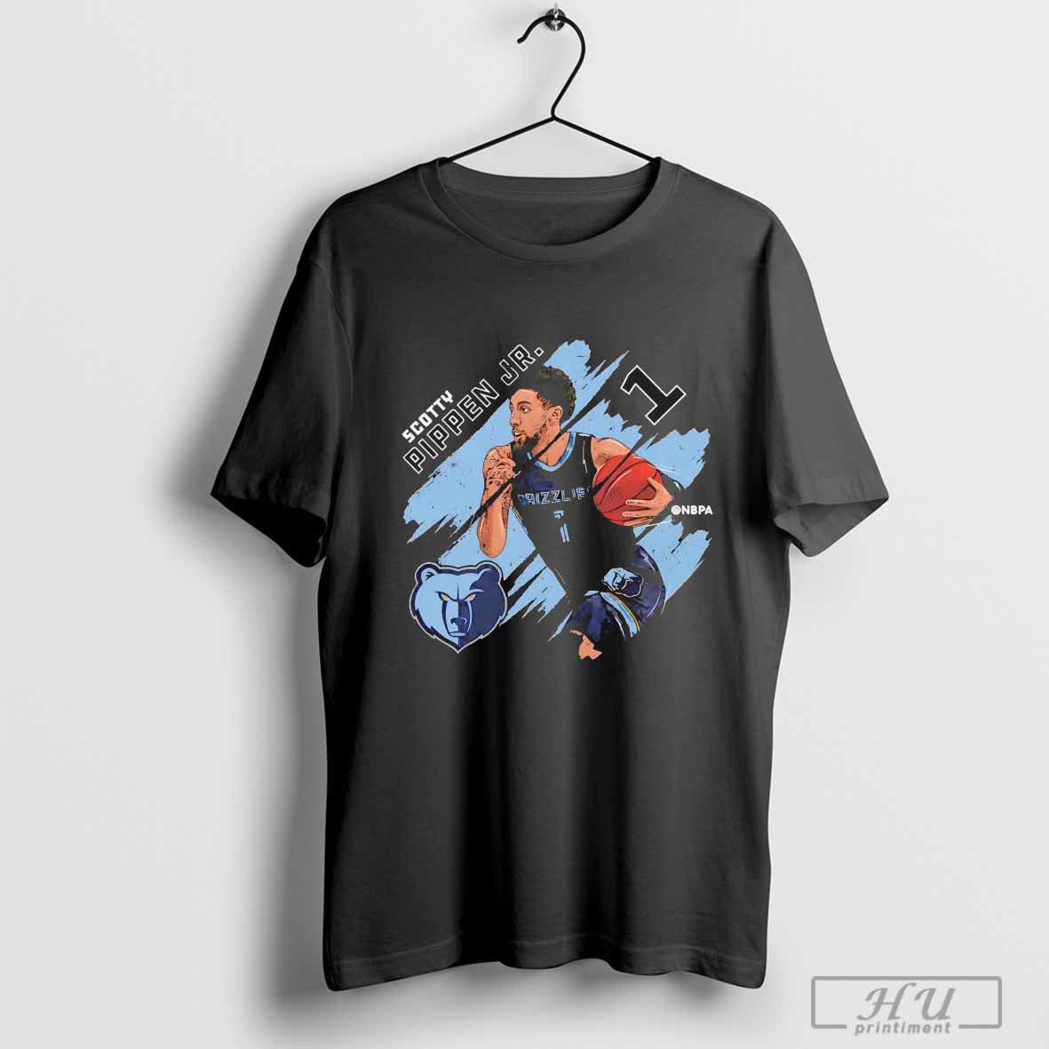 Scotty Pippen Jr. post moves Memphis Grizzlies stripes T-shirt