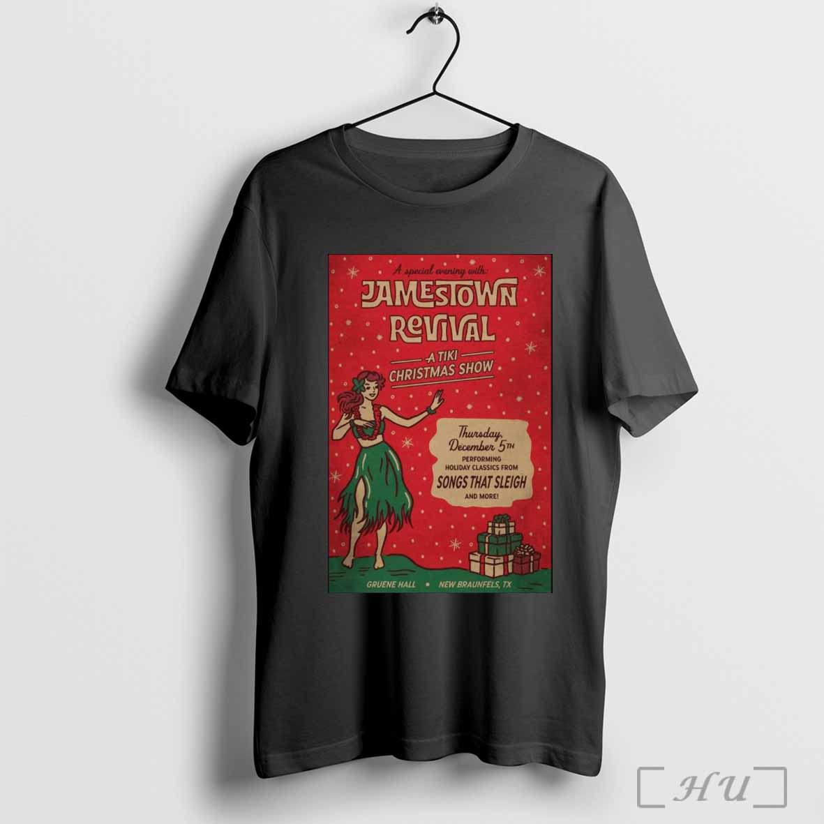 Poster Jamestown Revival A Tiki Christmas Show On Dec 5 2024 in New Braunfels TX T-shirt