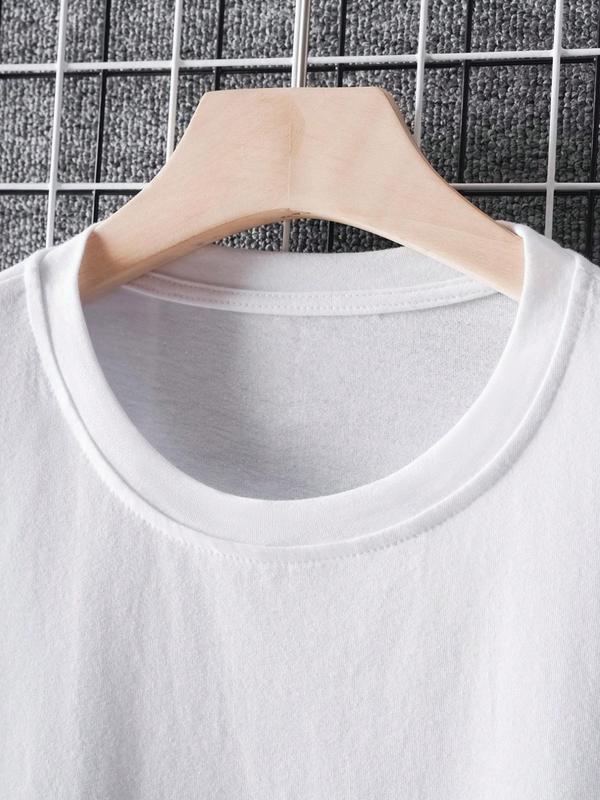 Men's Letter Print Round Neck Tee Summer Clothes, Regular Fit Casual Short Sleeve Crew Neck T-Shirt for Summer, Graphic Tees, Fashion Men's Streetwear for Daily Wear