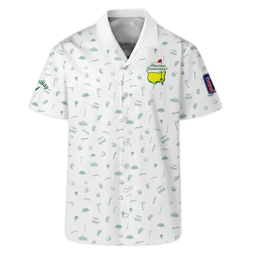 Golf Masters Tournament Callaway Hawaiian Shirt Augusta Icons Pattern White Green Golf Sports All Ov