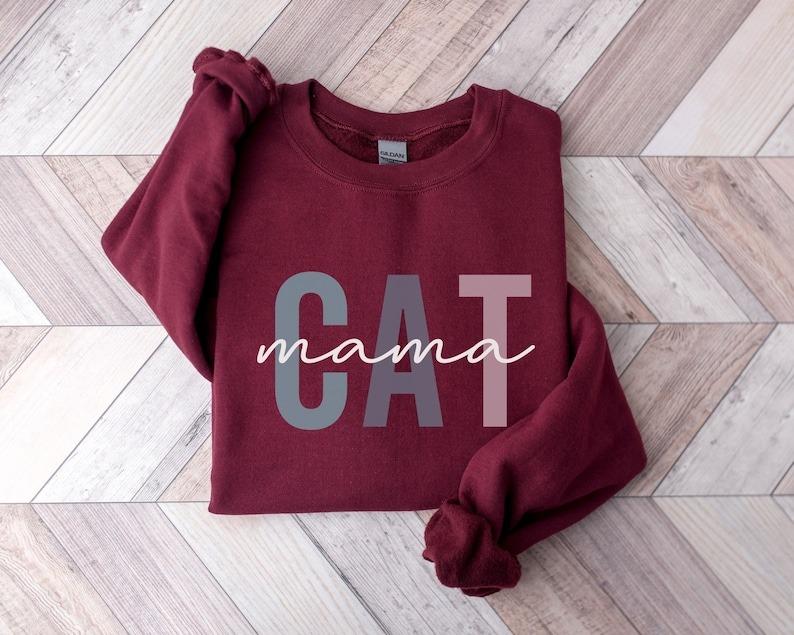 Cat Mom Sweatshirt Cat Mom Crewneck Cat Mama Fur Mama Cat Lovers Sweatshirt Cotton Comfort