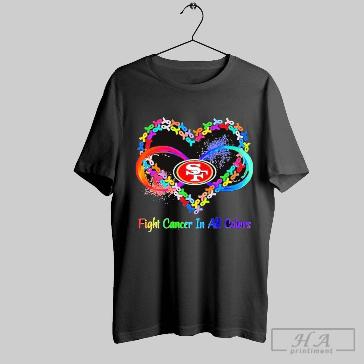 San Francisco 49ers Heart Fight Cancer In All Colors T Shirt