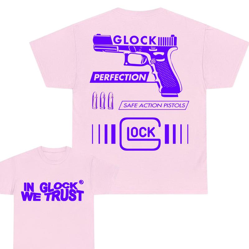 Limited edition Double Sided Print Full Color Cotton Classic Glock Tshirt for Men and Women - In Glock We Trust - Top Menswear