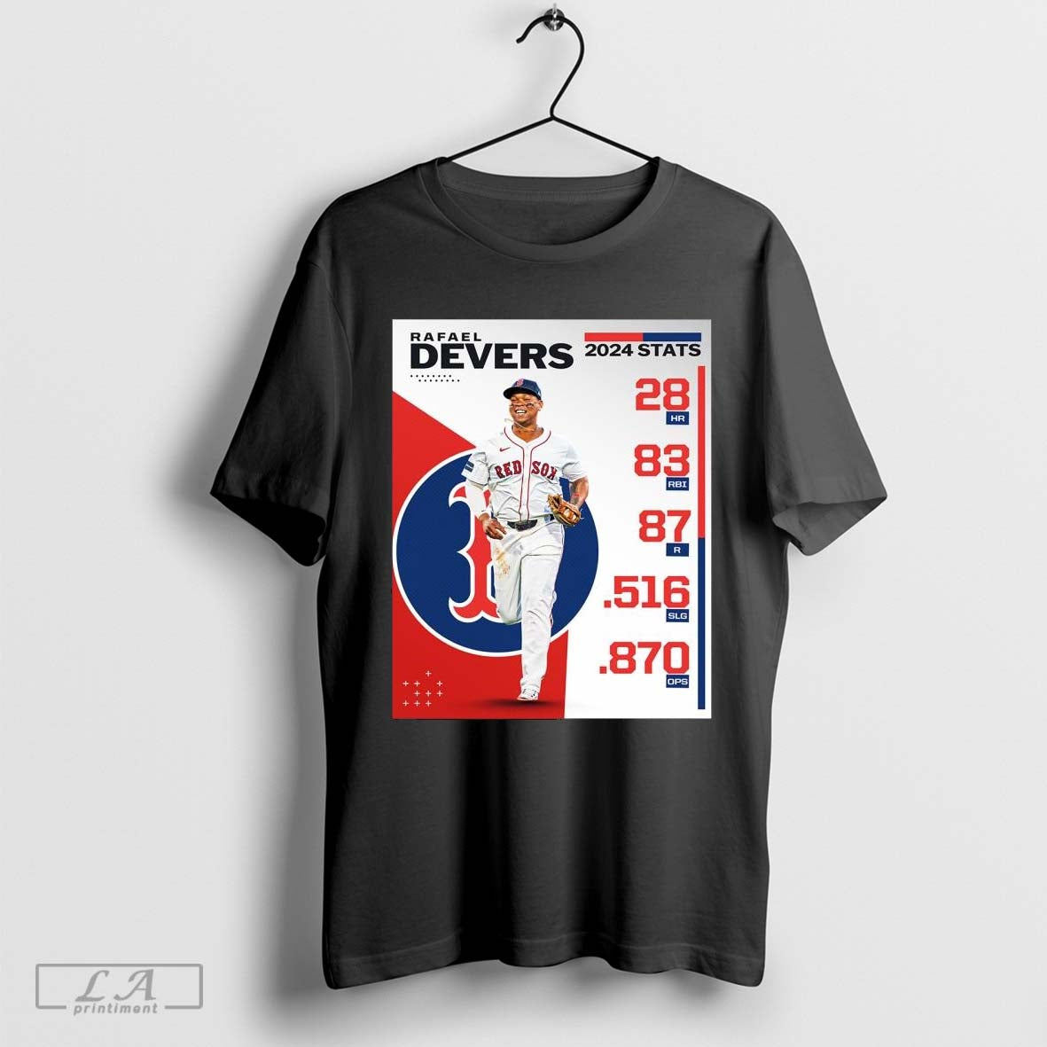 Rafael Devers Boston Red Sox 2024 Stats 28 HR 83 RBI 87 R .516 SLG .870 OPS Shirt