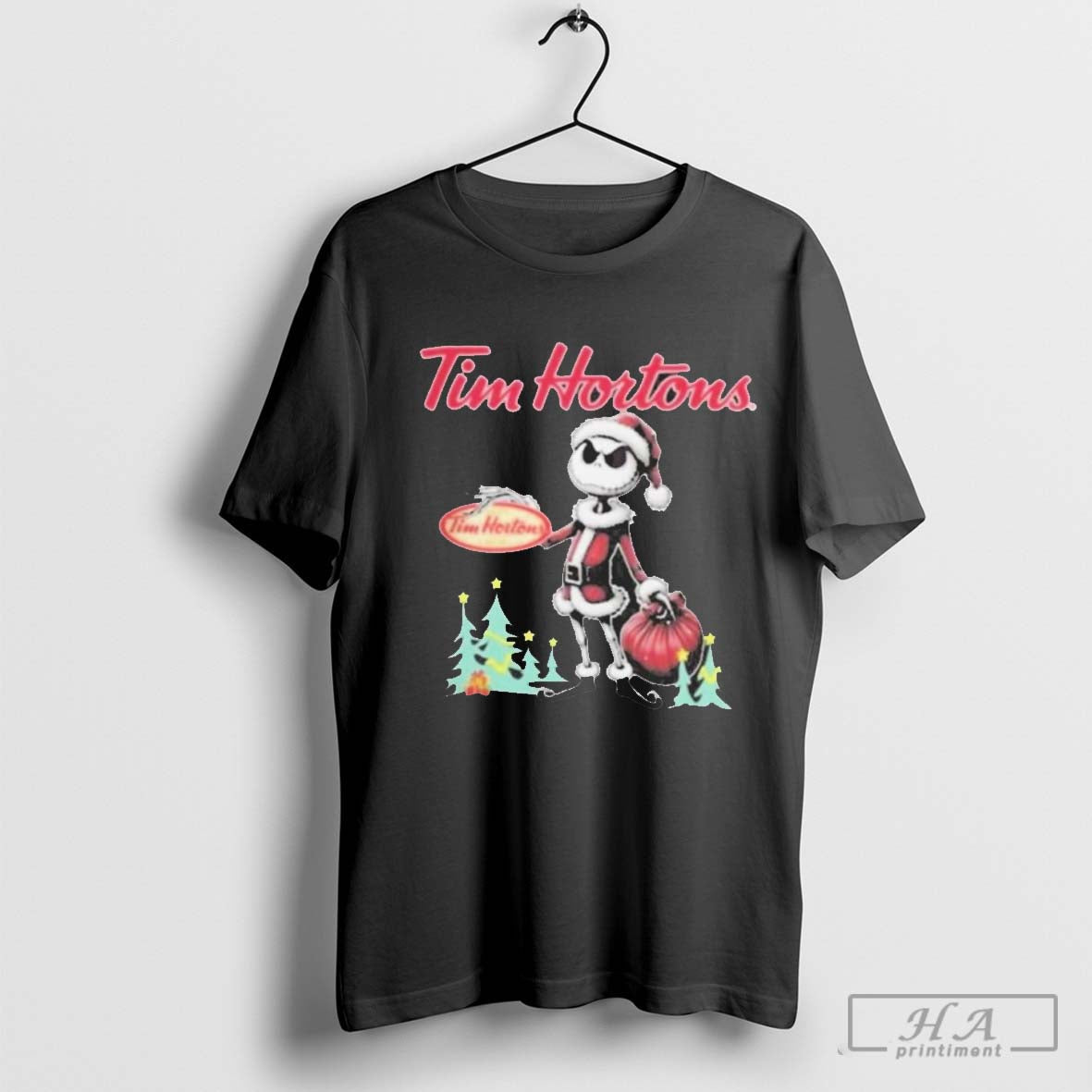 Santa Jack Skellington Tim Hortons Logo Merry Christmas 2024 Shirt