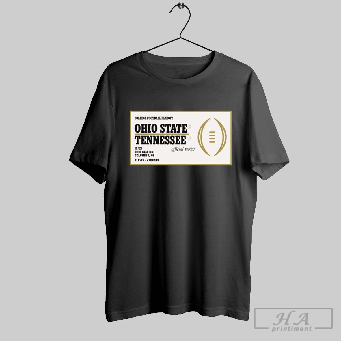 Poster Ohio State Buckeyes Vs Tennessee Vols College Football Playoff 12 21 Ohio Stadium Columbus Oh Eleven Warriors T Shirt