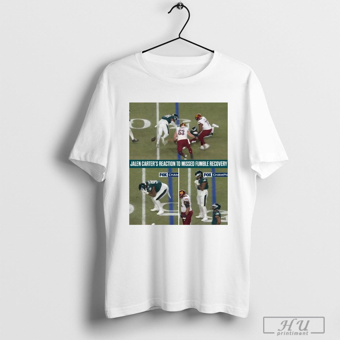 Poster Philadelphia Eagles Jalen Carters Reaction To Missed Fumble Recovery T Shirt Hoodied Sweatshirt