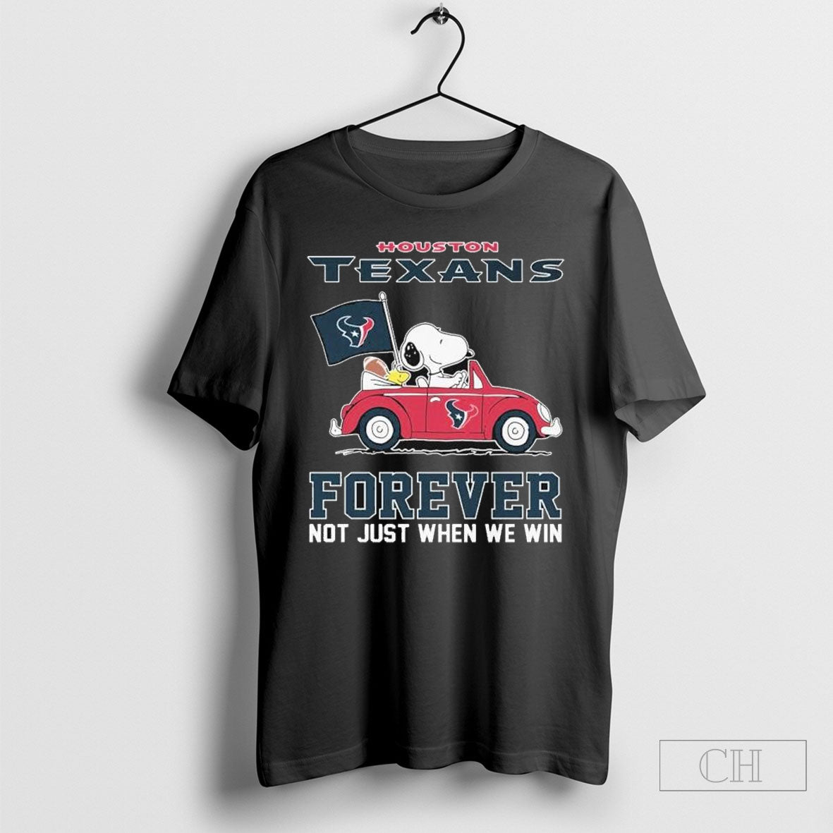 Snoopy And Woodstock Driving Car Houston Texans Forever Not Just When We Win T Shirts