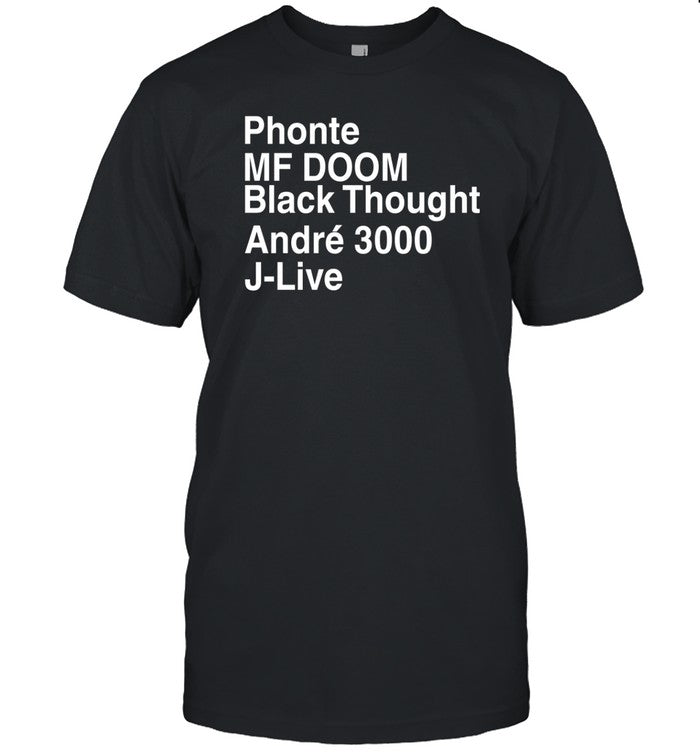 J-Live Wearing Phonte Mf Doom Black Thought André 3000 J-Live Shirt